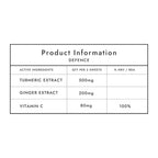 Gumi Vitamins Defence Ashwagandha, turmeric and ginger gummies product information graphic