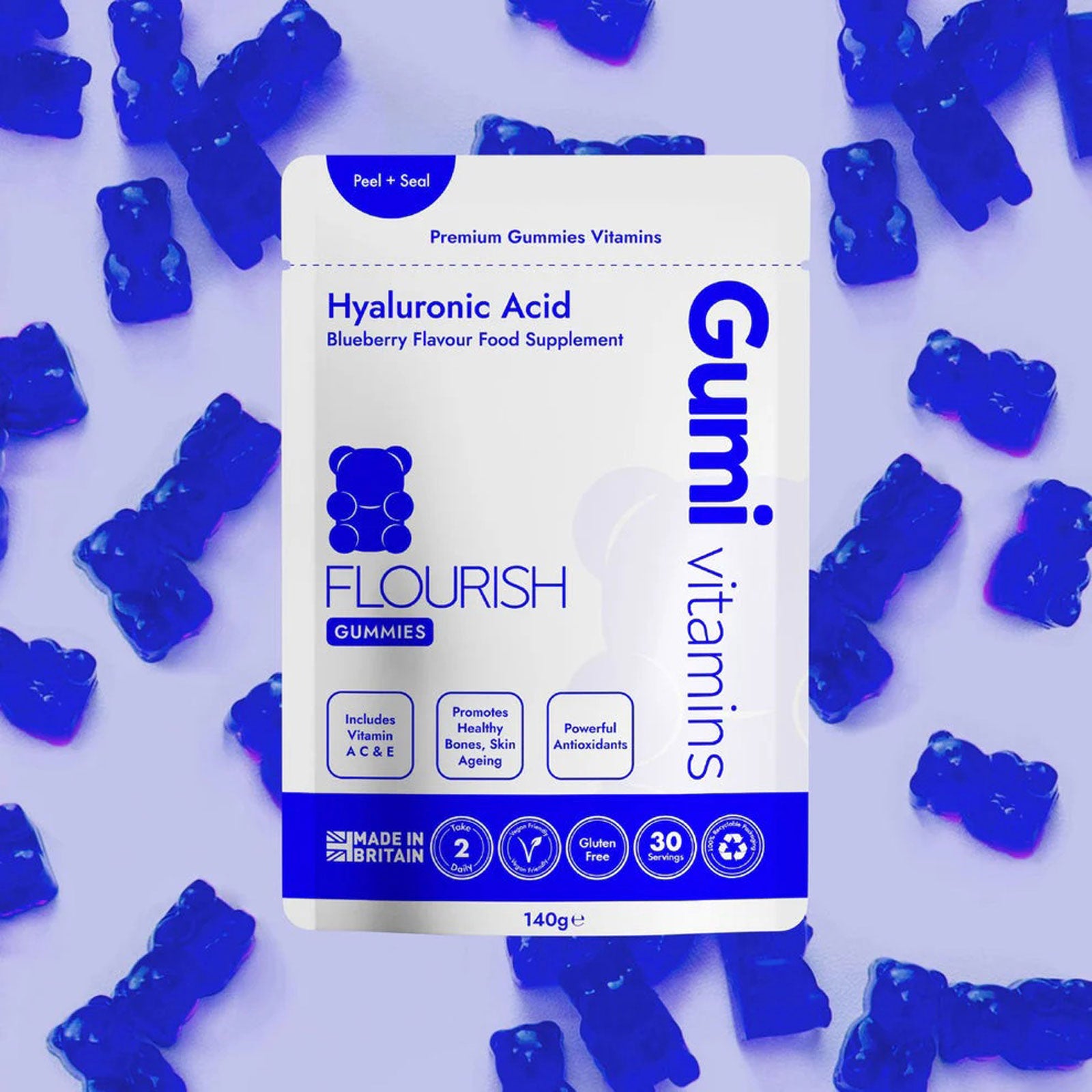 Gumi Vitamins Flourish supplement facts and label panel
