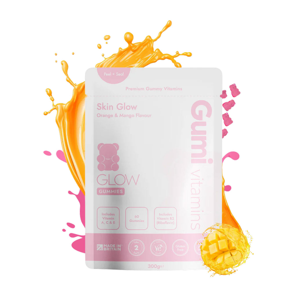 Gumi Vitamins Glow skin glow ingredients and benefits information graphic