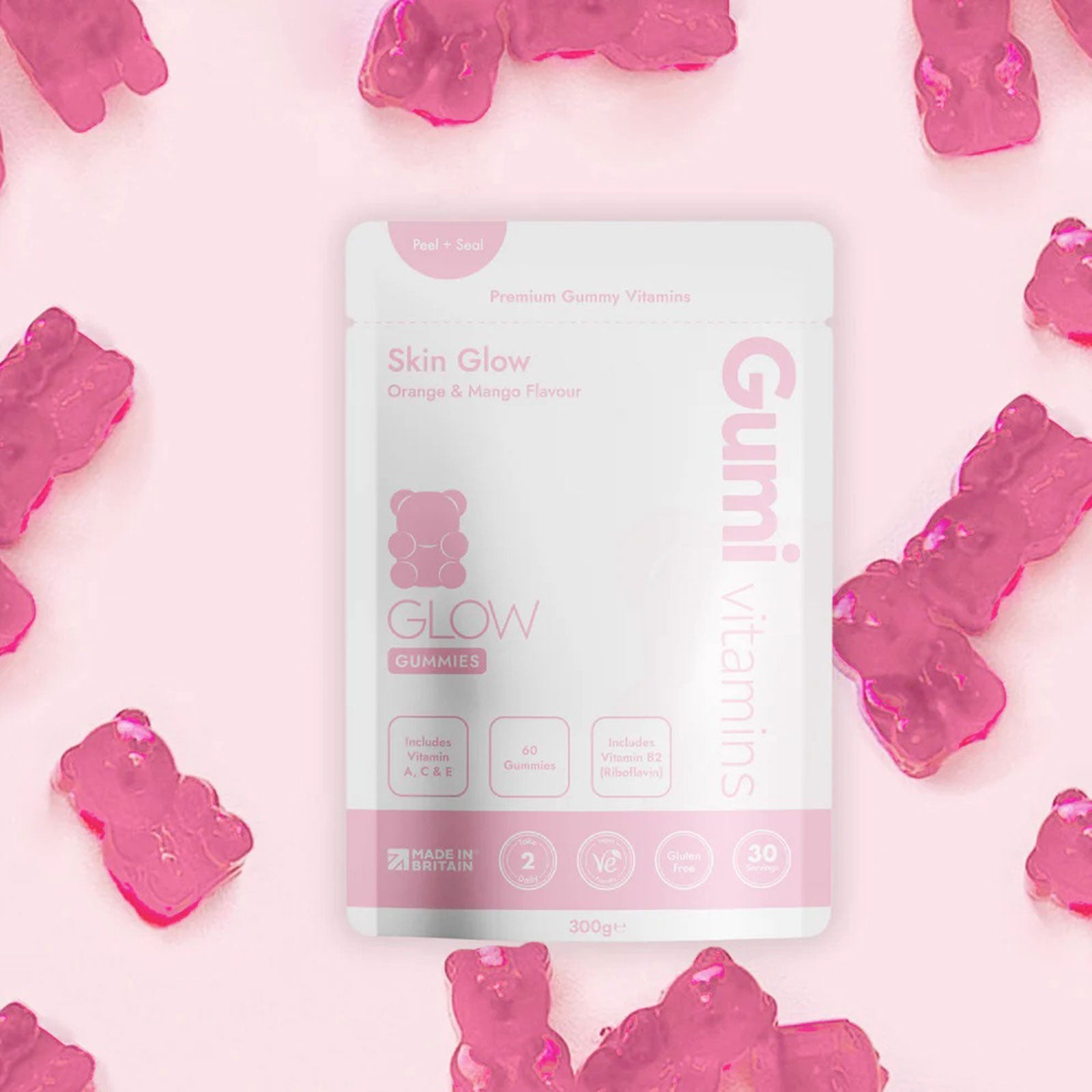 Gumi Vitamins Glow supplement facts and label panel