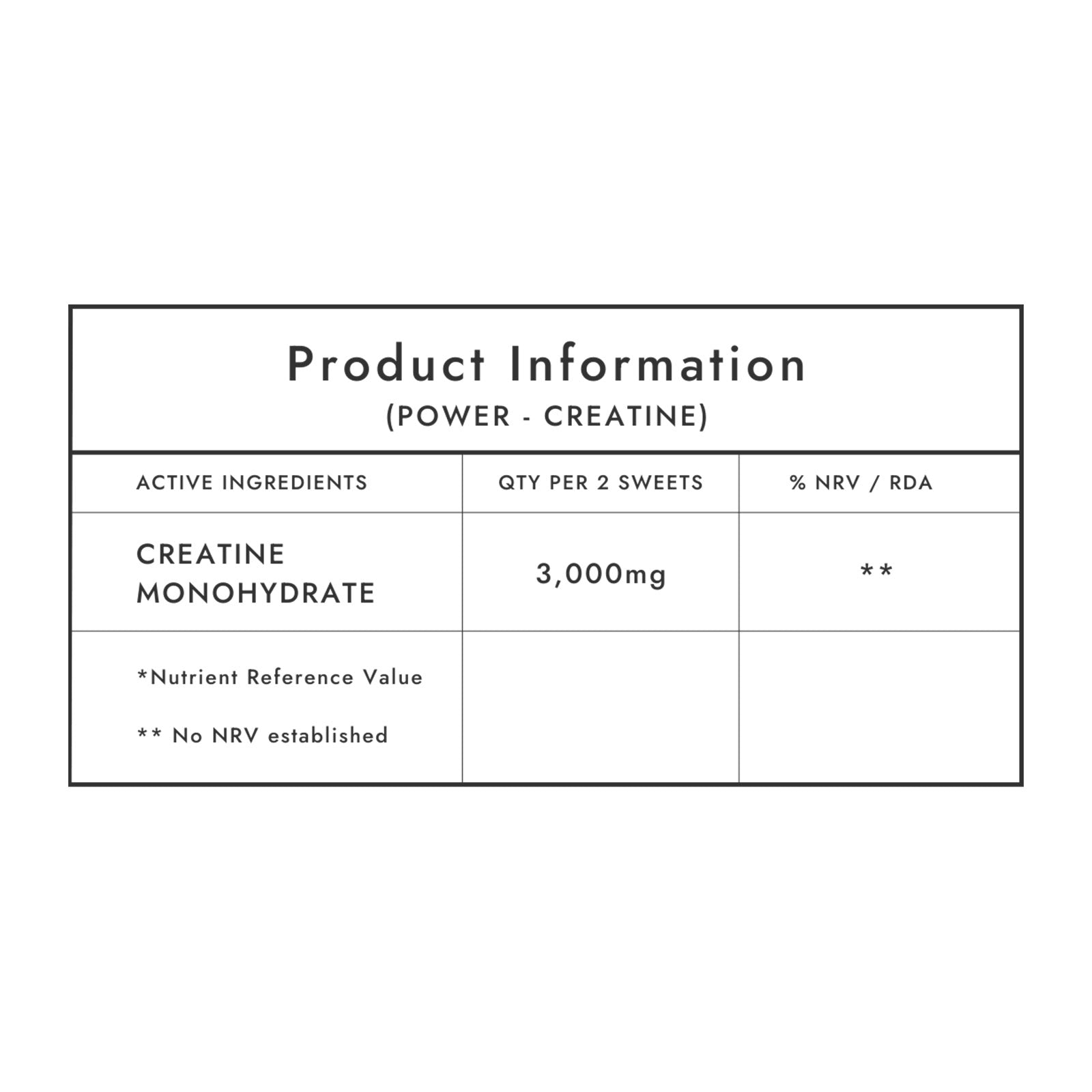 Gumi Vitamins Power creatine gummies product information graphic
