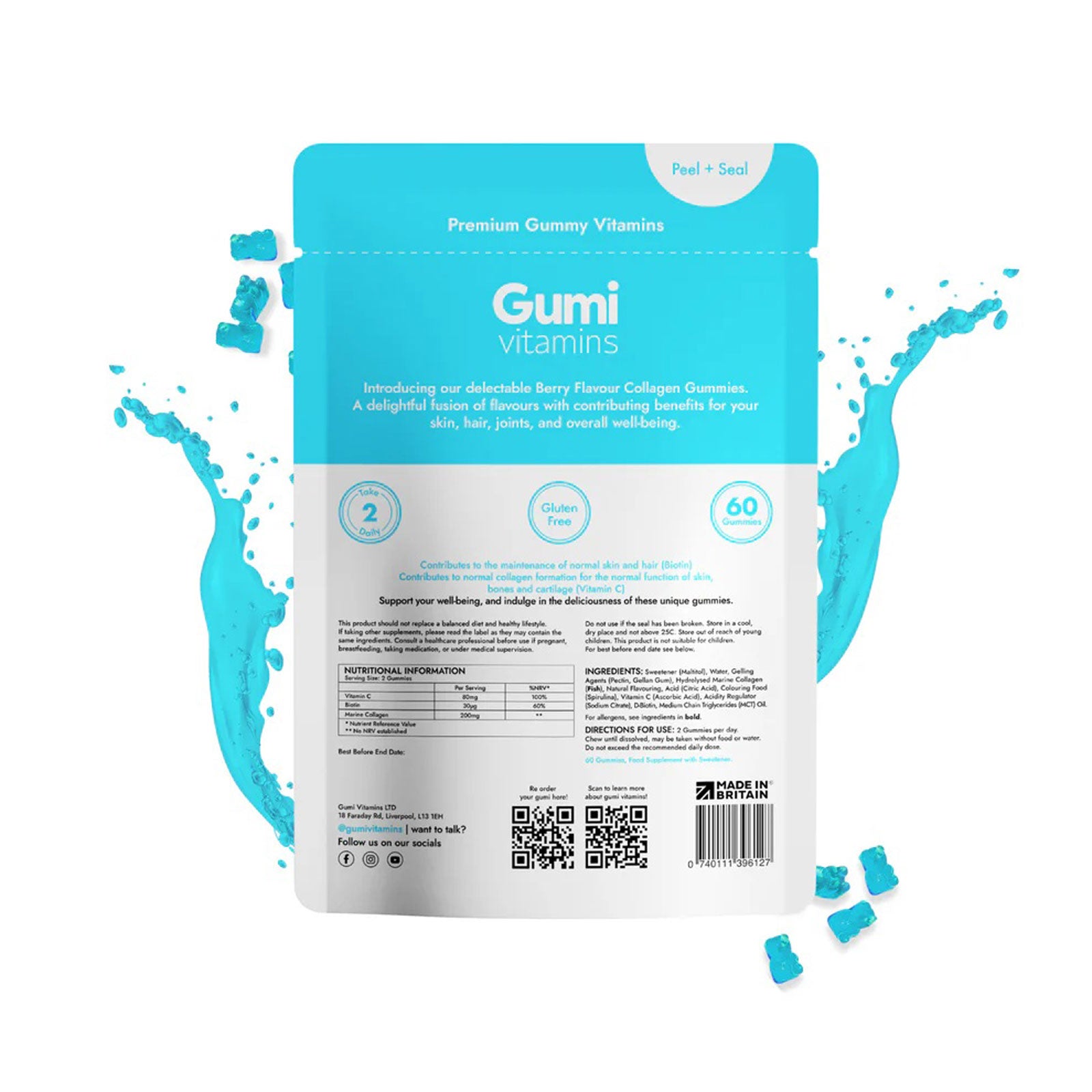 Gumi Vitamins Rejuvenate collagen gummies product features graphic